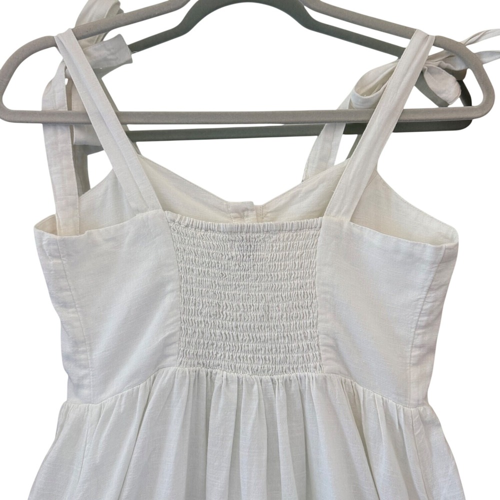 Urban Outfitters White Cotton Button Down Tie Strap Tiered Midi Dress Womens S - Picture 11 of 16